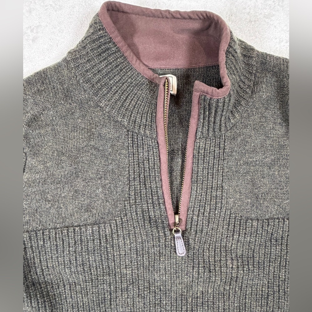 L.L. Bean Men's Size Small Waterfowl 100% Wool Charcoal Zip-Up Sweater - Picture 4 of 10